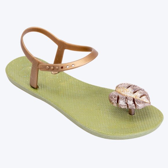 ZHOELALA — Sandals Comfort "TROPICAL LEAVES" • Olive Green - Picture 3 of 8